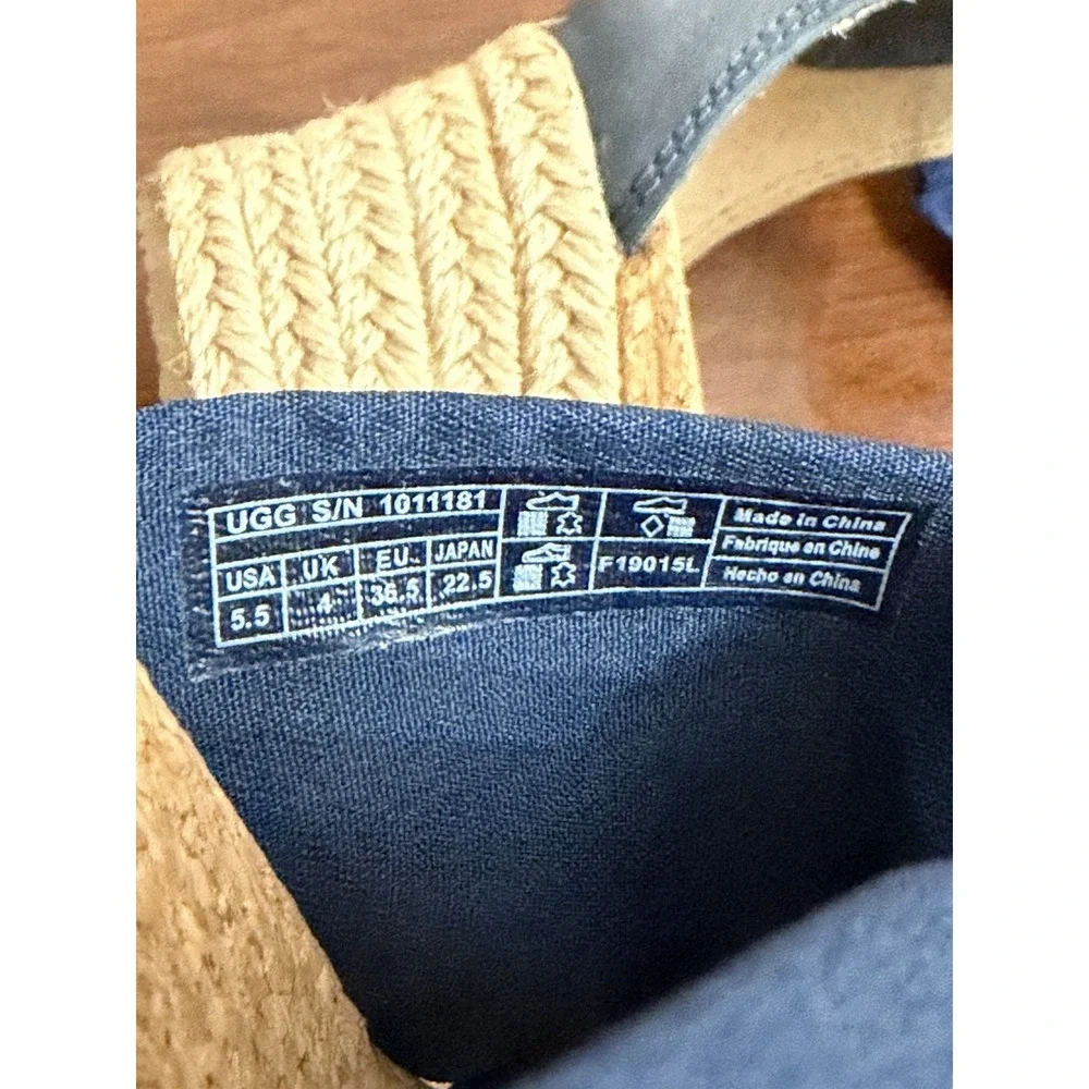 UGG Women's Navy Traci Ankle Straps Espadrilles Sandals Vacation 5.5 NWOB $110